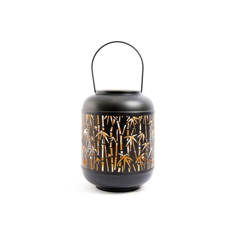 NATURAL INTERIORS BAMBOO CUT OUT LANTERN MEDIUM Luxury Furniture & Homewares Plush Bracknell