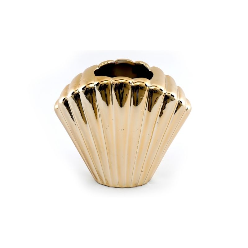 20X18CM GOLD SHELL VASE Luxury Furniture & Homewares Plush Bracknell